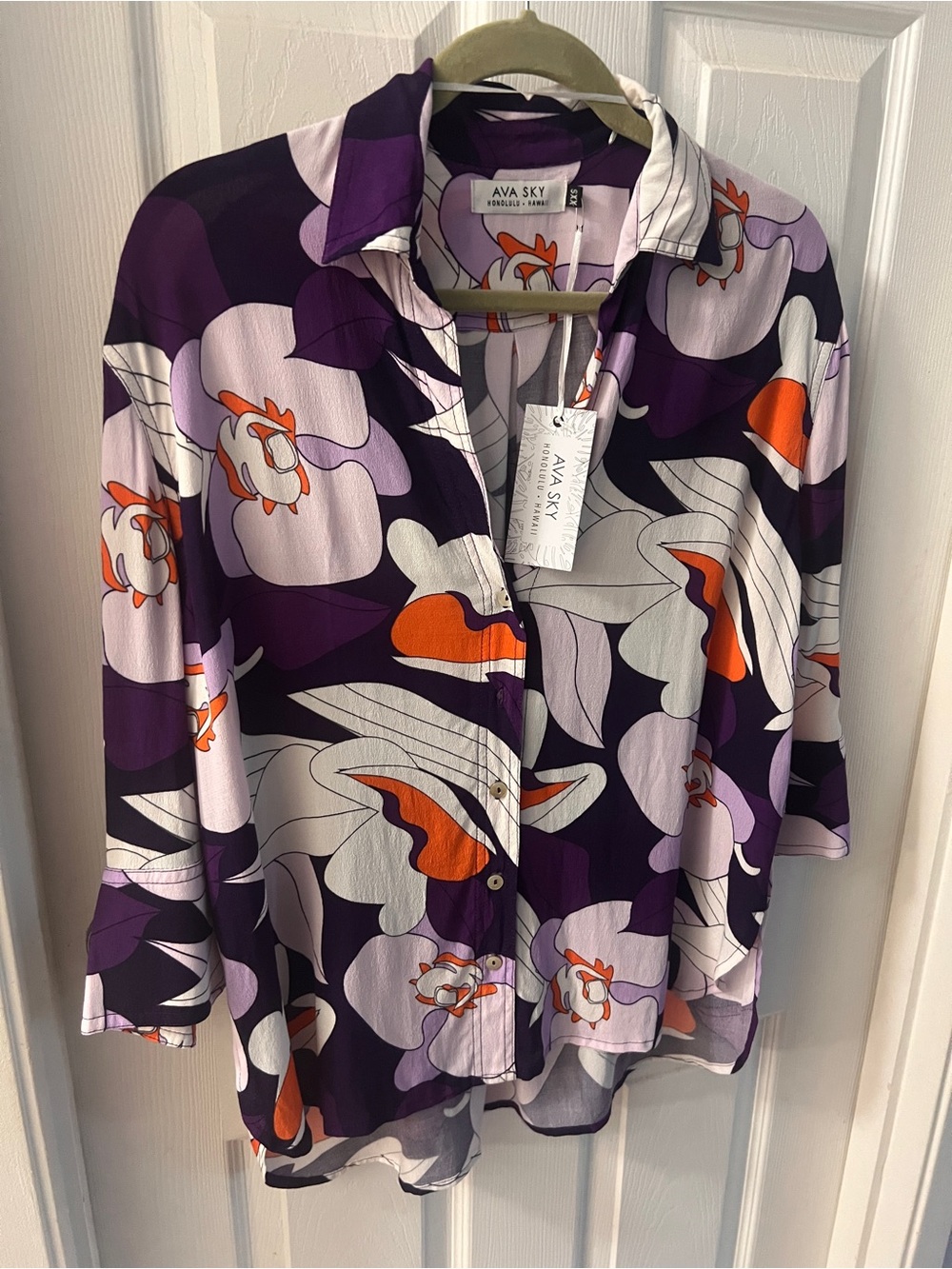 Ava Sky, Fighting Eel Quarter Sleeve Top Cole Vivid Retro Orchid